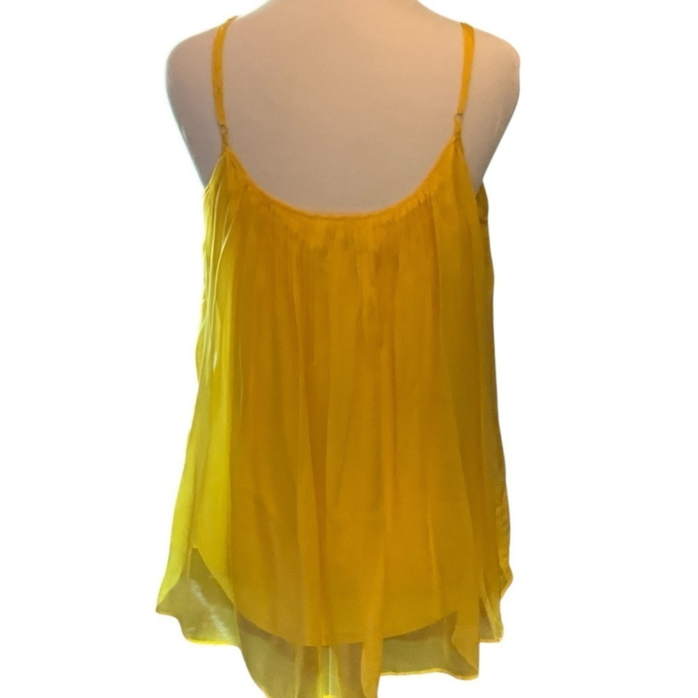 Hale Bob Silk Yellow Pleated Tiered Camisole - Picture 2 of 4